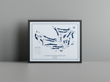 AA Saint Omer Golf Club golf course print, blue frame
