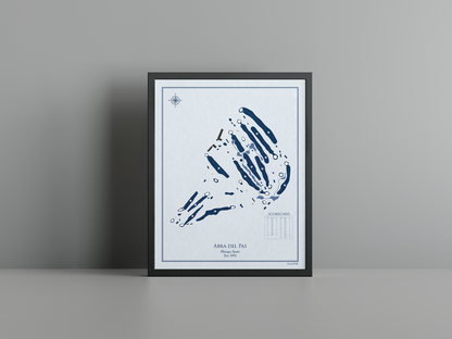 Abra del Pas golf course print, blue frame
