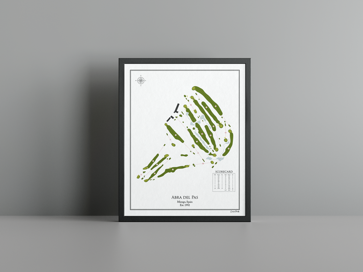 Abra del Pas golf course print, white frame