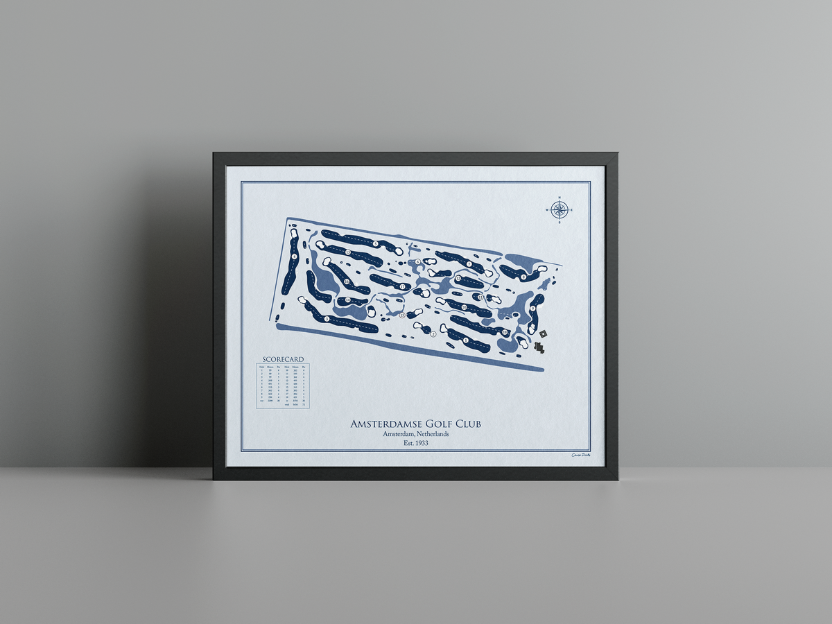 Amsterdamse Golf Club golf course print, blue frame