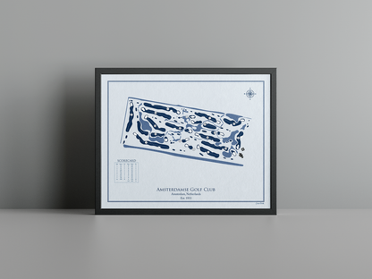 Amsterdamse Golf Club golf course print, blue frame