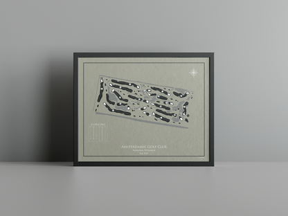 Amsterdamse Golf Club golf course print, brown frame