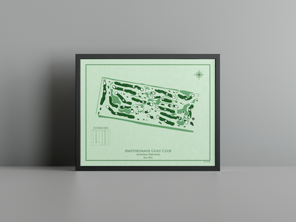 Amsterdamse Golf Club golf course print, green frame