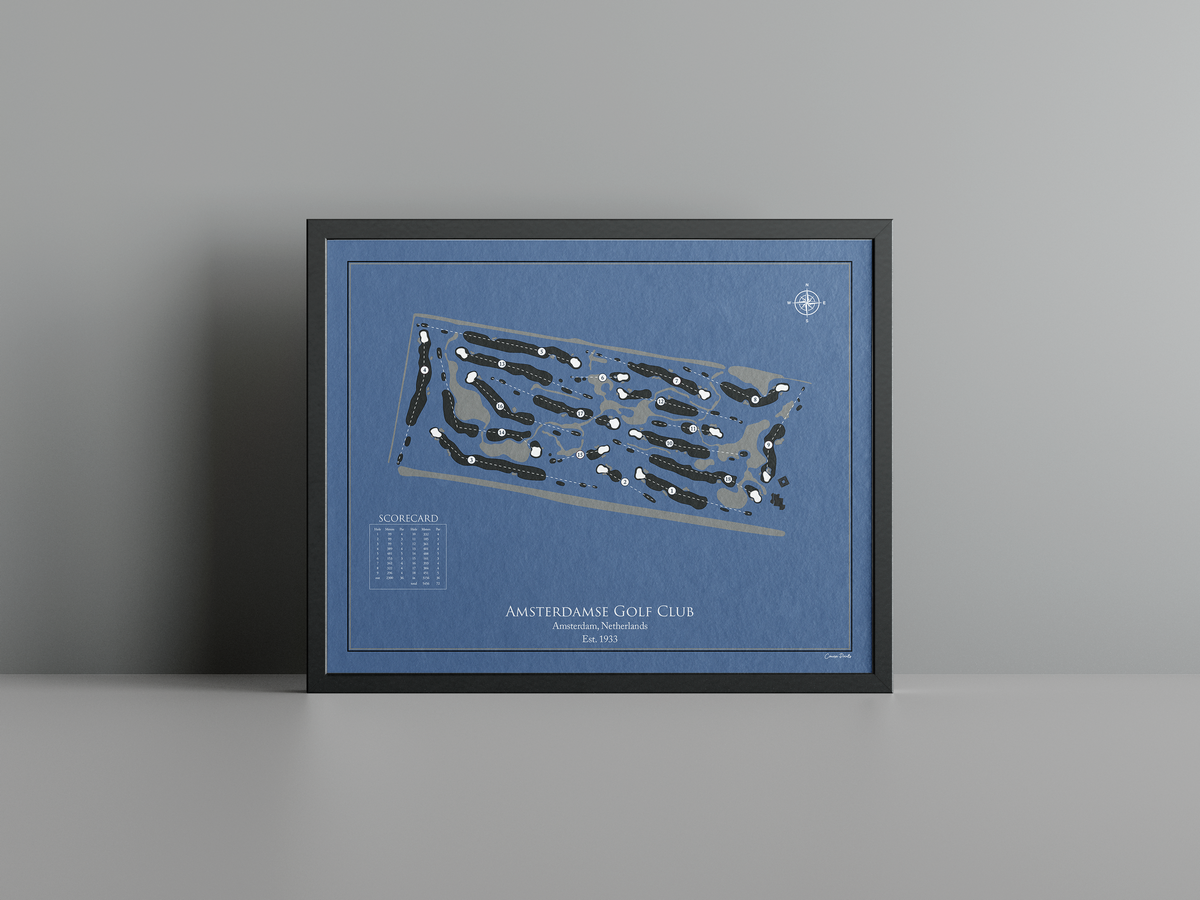 Amsterdamse Golf Club golf course print, navy frame