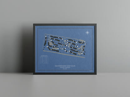 Amsterdamse Golf Club golf course print, navy frame