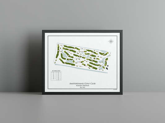 Amsterdamse Golf Club golf course print, white frame
