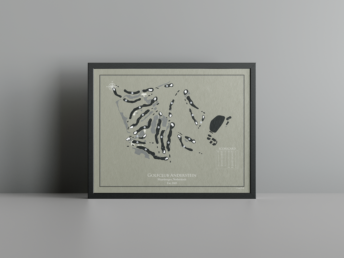 Anderstein Golf Club - Heuvelrug/Heide golf course print, brown frame