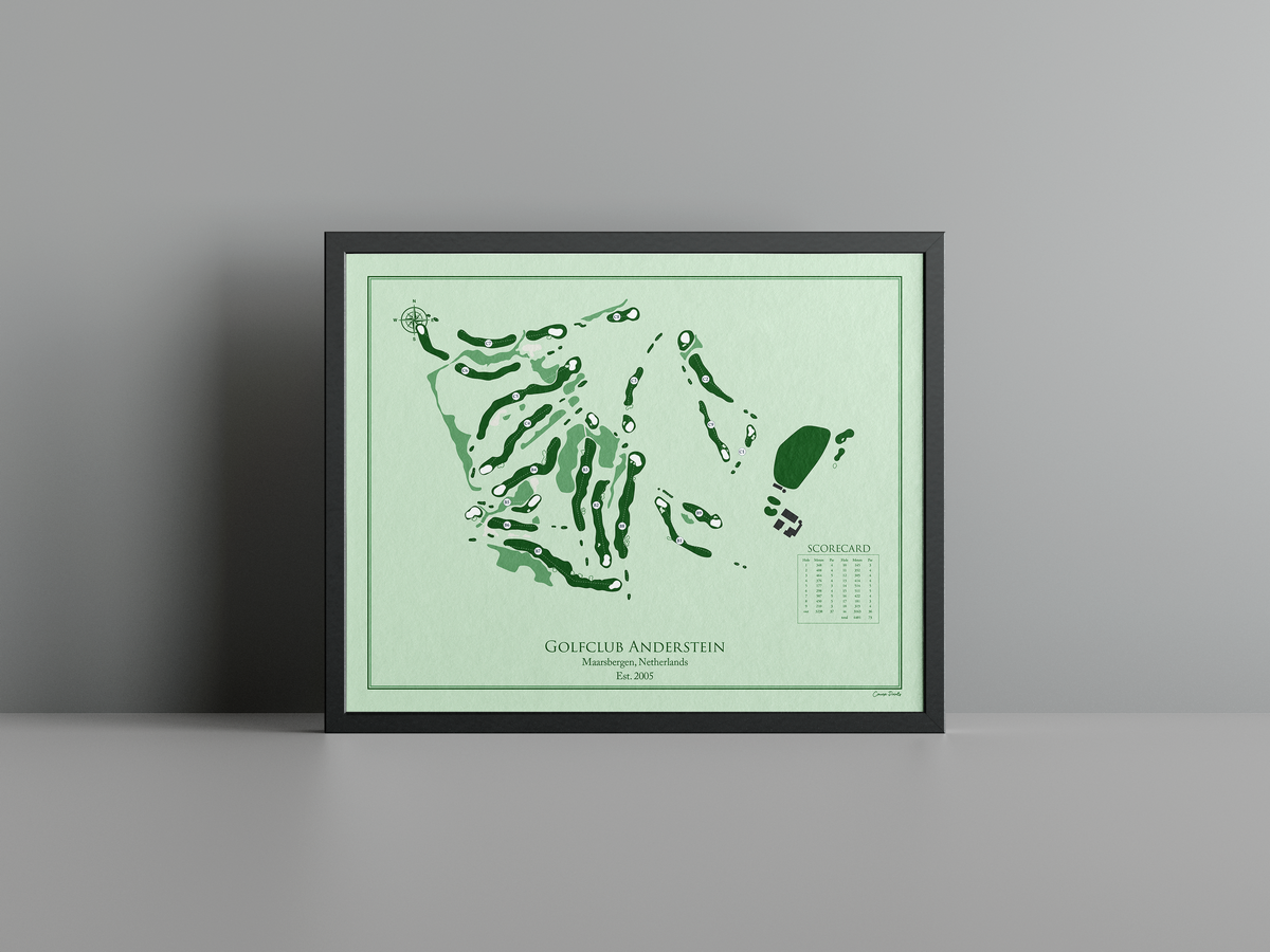 Anderstein Golf Club - Heuvelrug/Heide golf course print, green frame