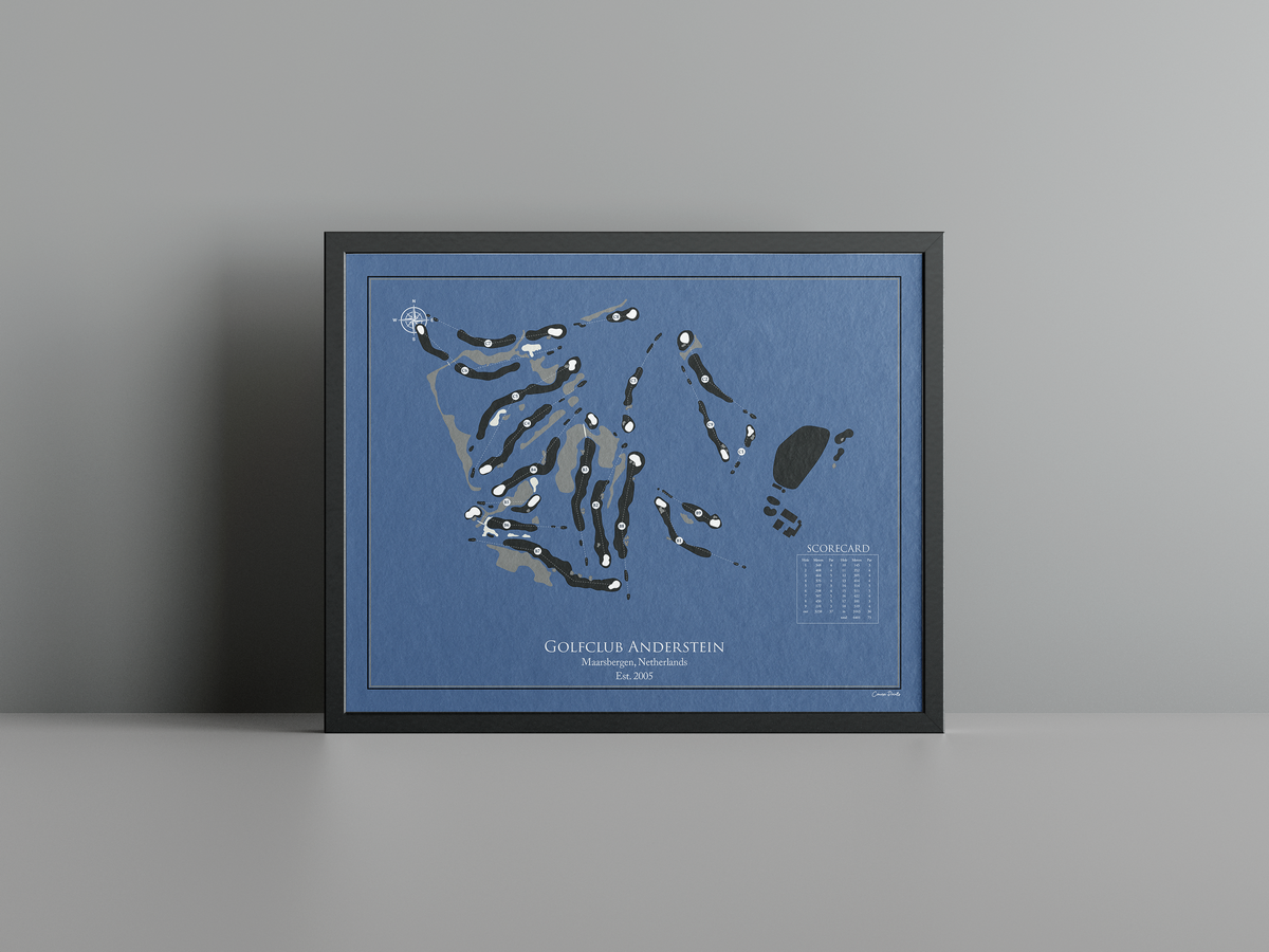 Anderstein Golf Club - Heuvelrug/Heide golf course print, navy frame