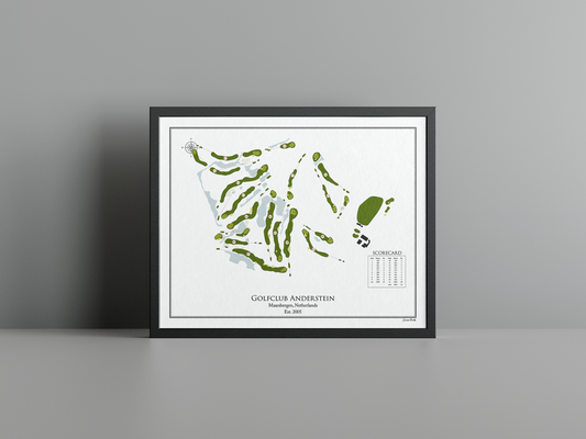 Anderstein Golf Club - Heuvelrug/Heide golf course print, white frame