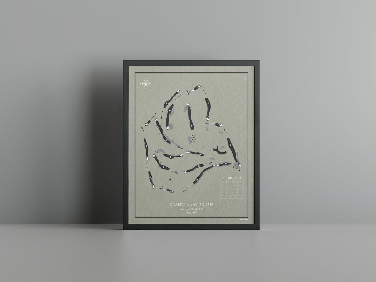 Arabella Golf Club golf course print, brown frame