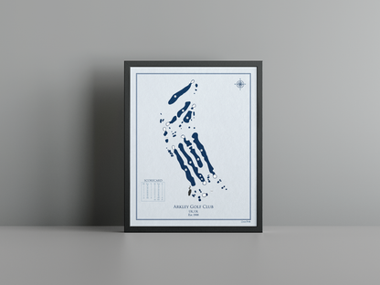 Arkley Golf Club golf course print, blue frame