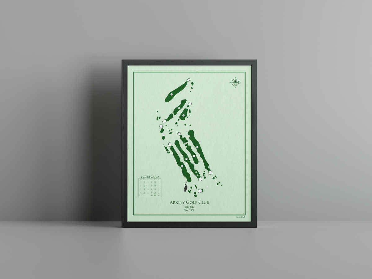 Arkley Golf Club golf course print, green frame