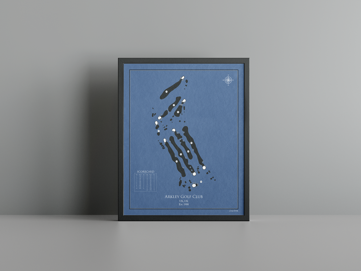 Arkley Golf Club golf course print, navy frame
