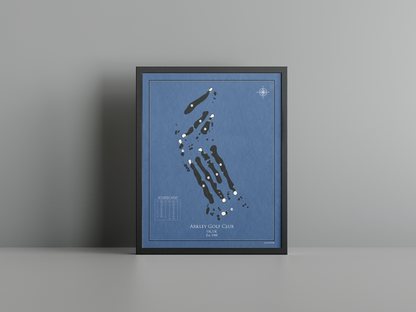 Arkley Golf Club golf course print, navy frame
