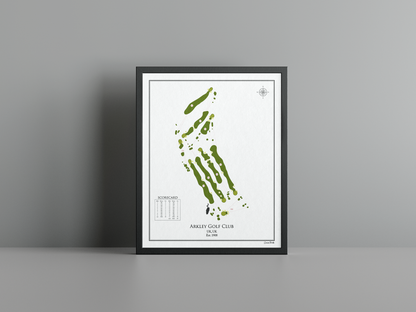 Arkley Golf Club golf course print, white frame