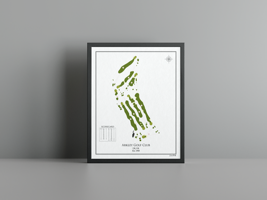 Arkley Golf Club golf course print, white frame