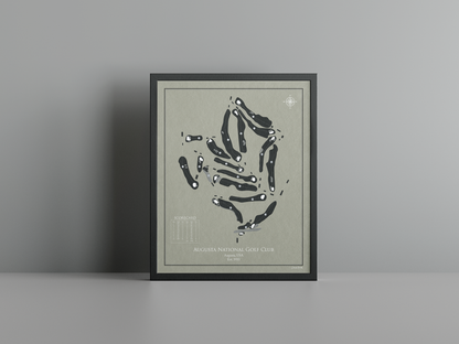 Augusta National golf course print, brown frame