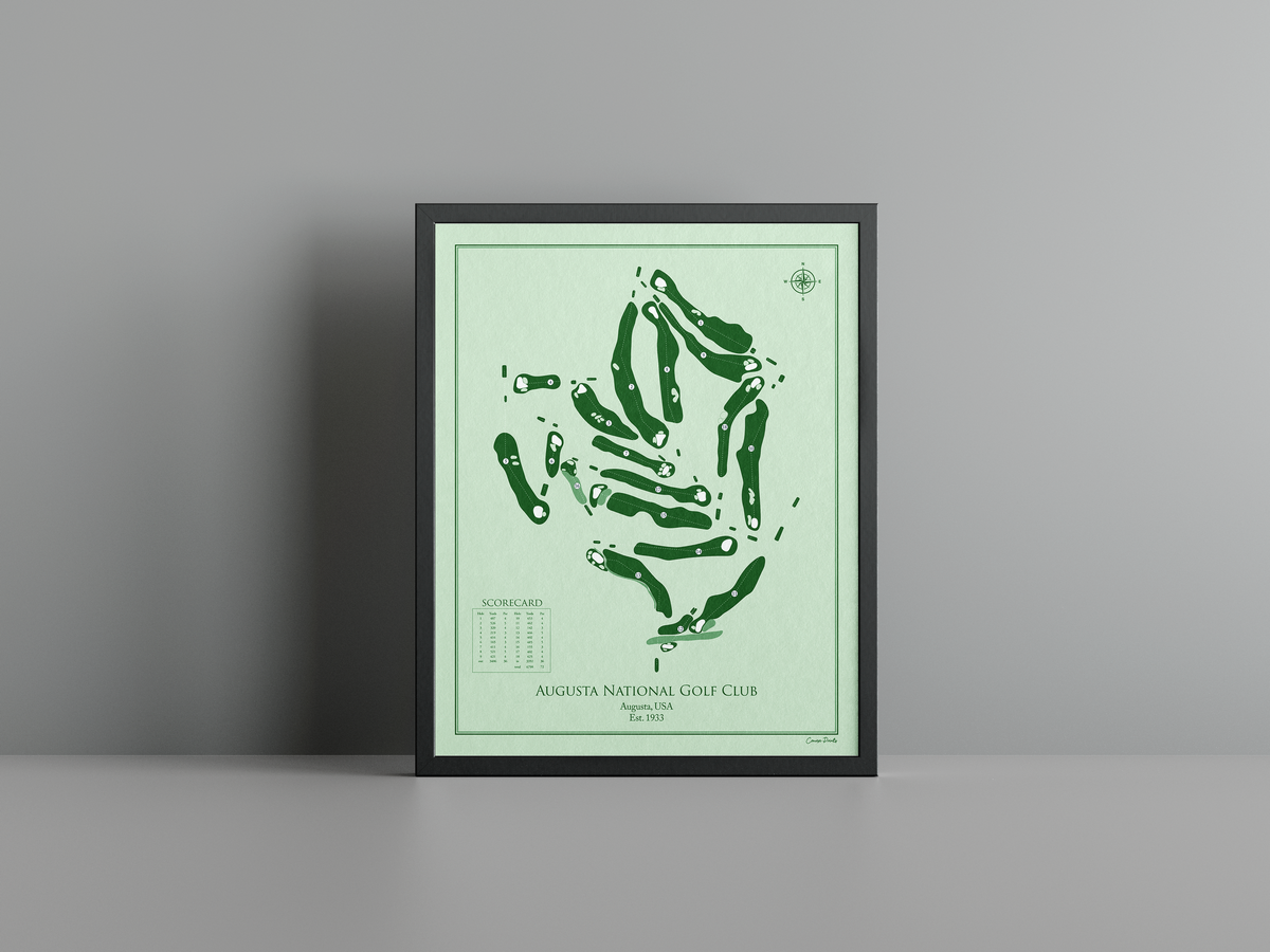 Augusta National golf course print, green frame