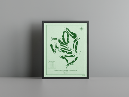Augusta National golf course print, green frame