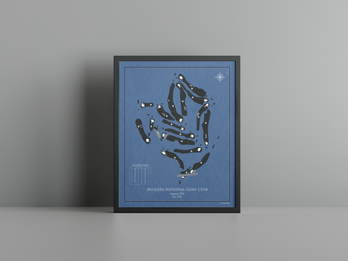 Augusta National golf course print, navy frame