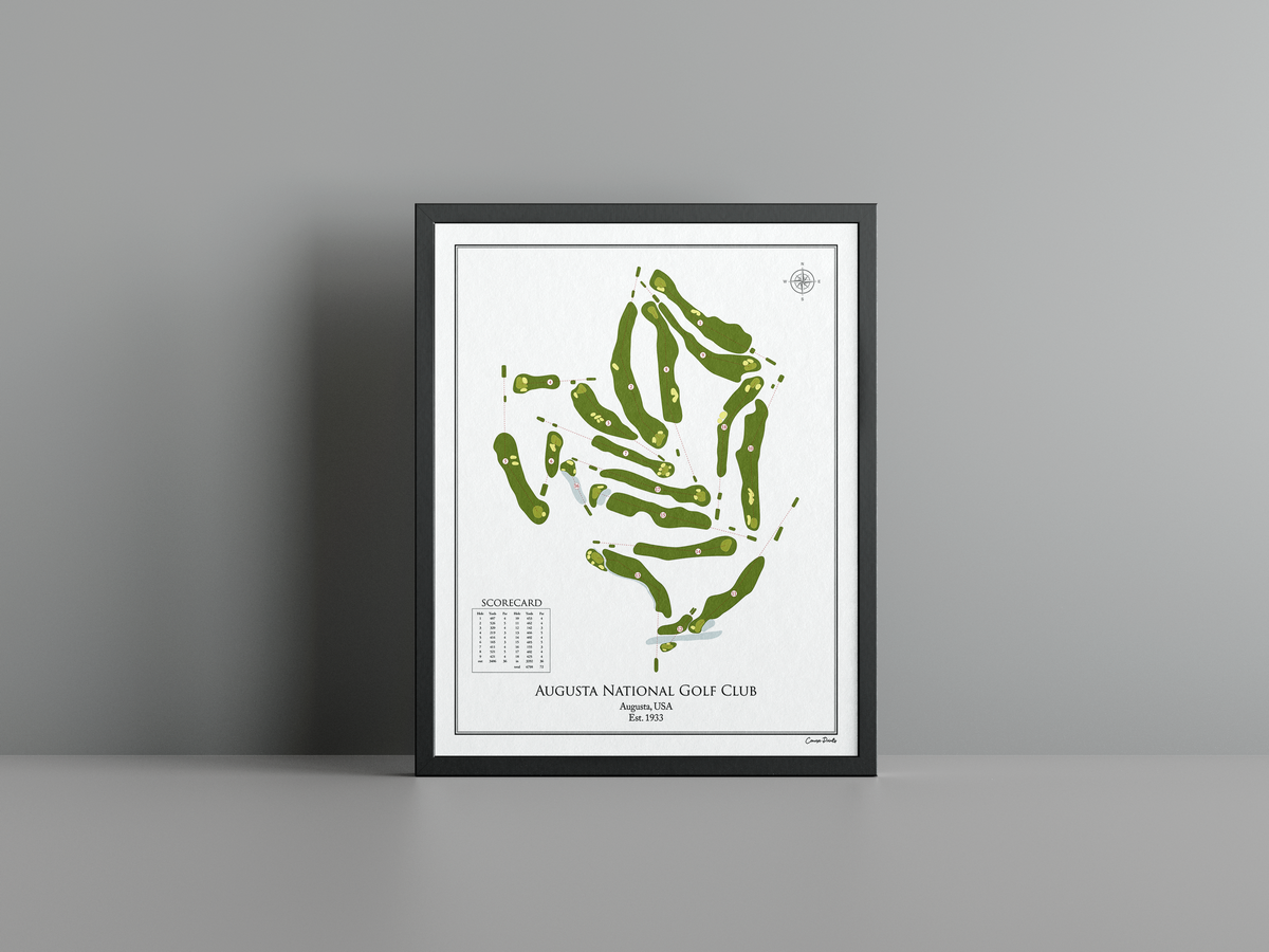 Augusta National golf course print, white frame