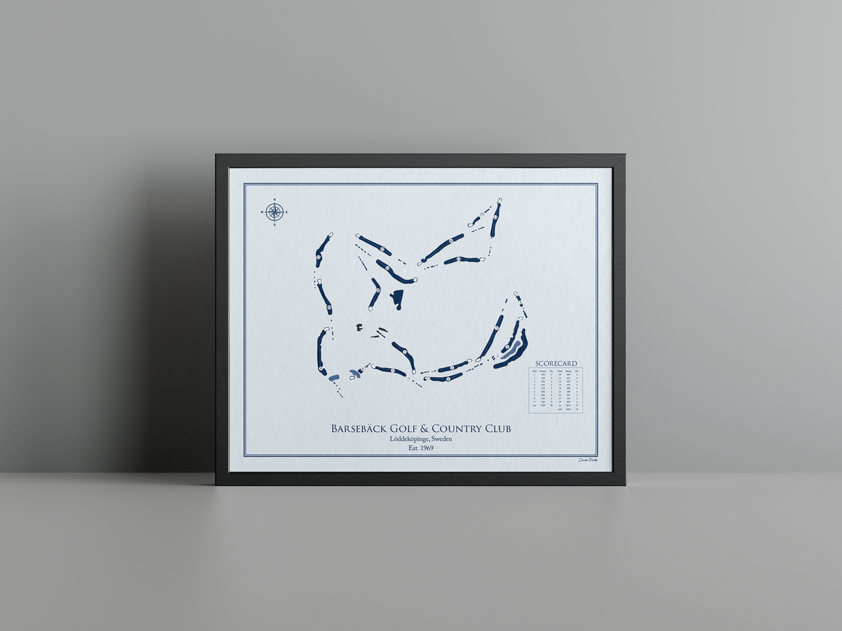 Barsebäck Golf and Country Club - Ocean Course golf course print, blue frame