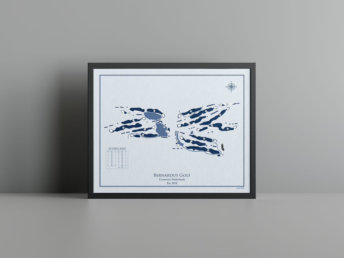 Bernardus Golf golf course print, blue frame