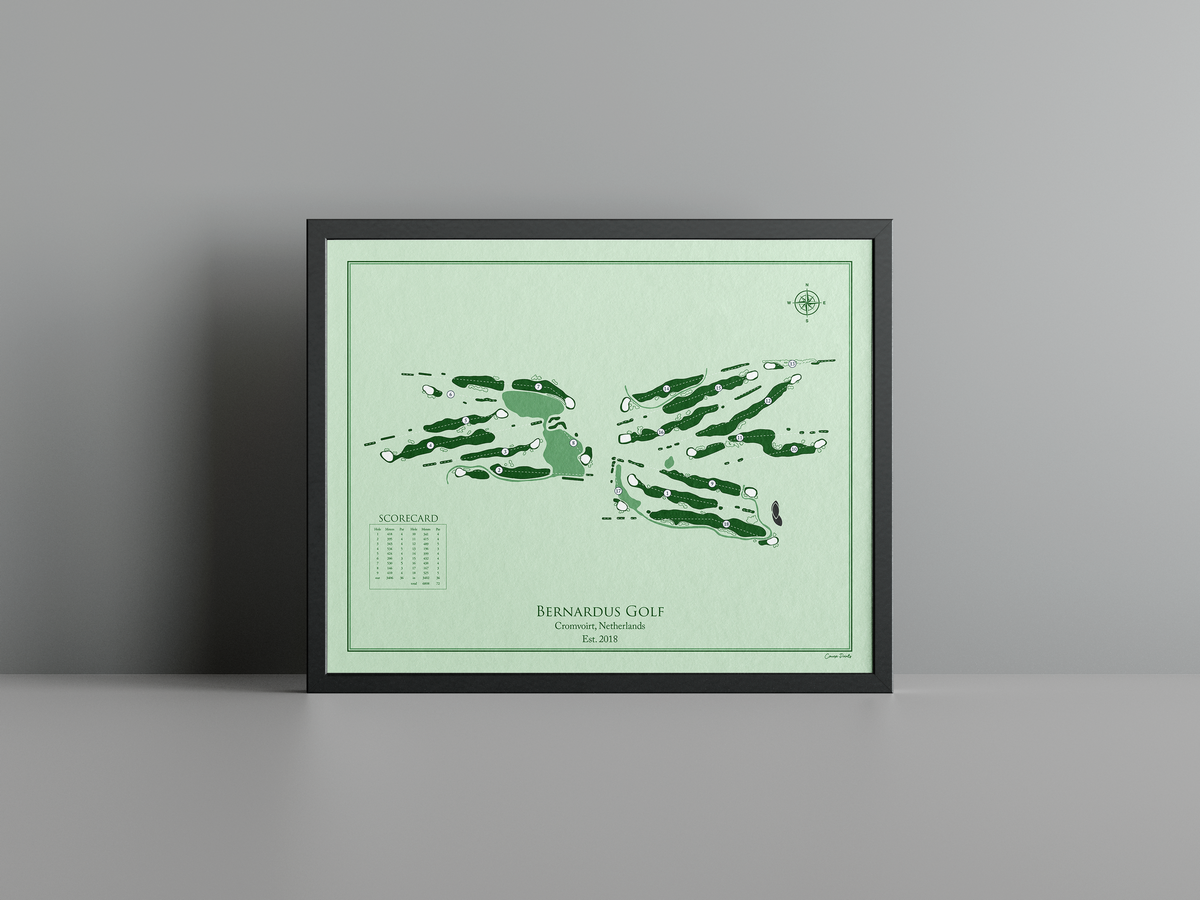 Bernardus Golf golf course print, green frame
