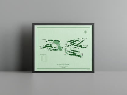 Bernardus Golf golf course print, green frame