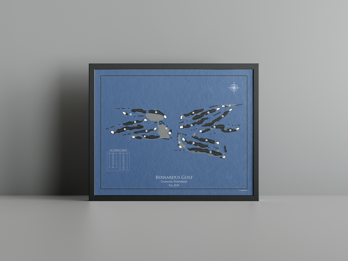 Bernardus Golf golf course print, navy frame