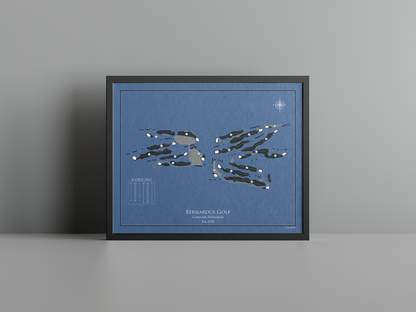 Bernardus Golf golf course print, navy frame