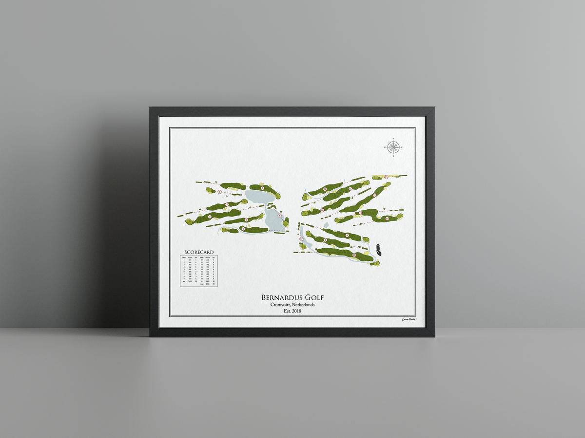 Bernardus Golf golf course print, white frame