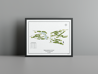 Bernardus Golf golf course print, white frame