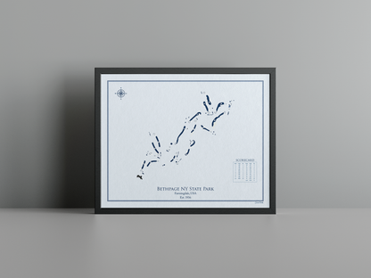 Bethpage Black golf course print, blue frame