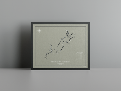 Bethpage Black golf course print, brown frame