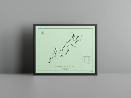 Bethpage Black golf course print, green frame