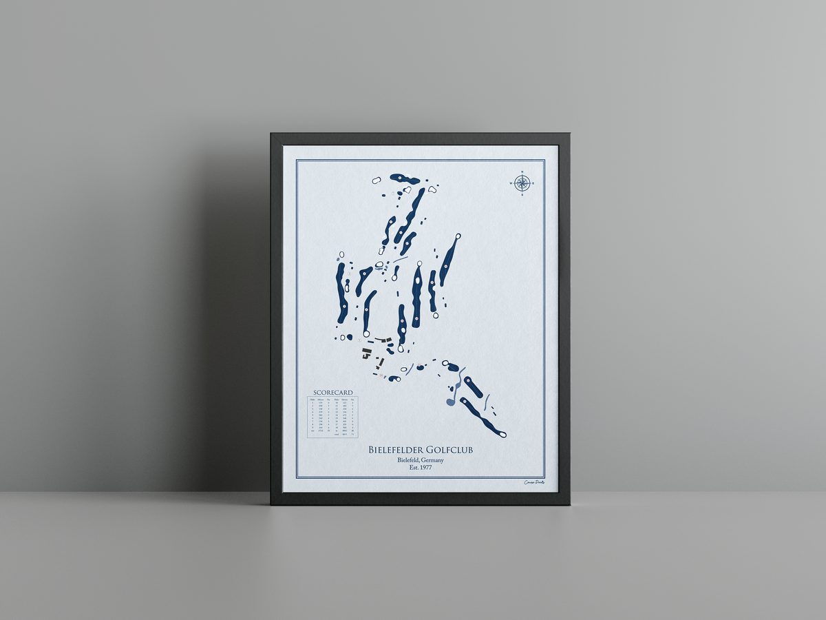 Bielefelder Golfclub golf course print, blue frame