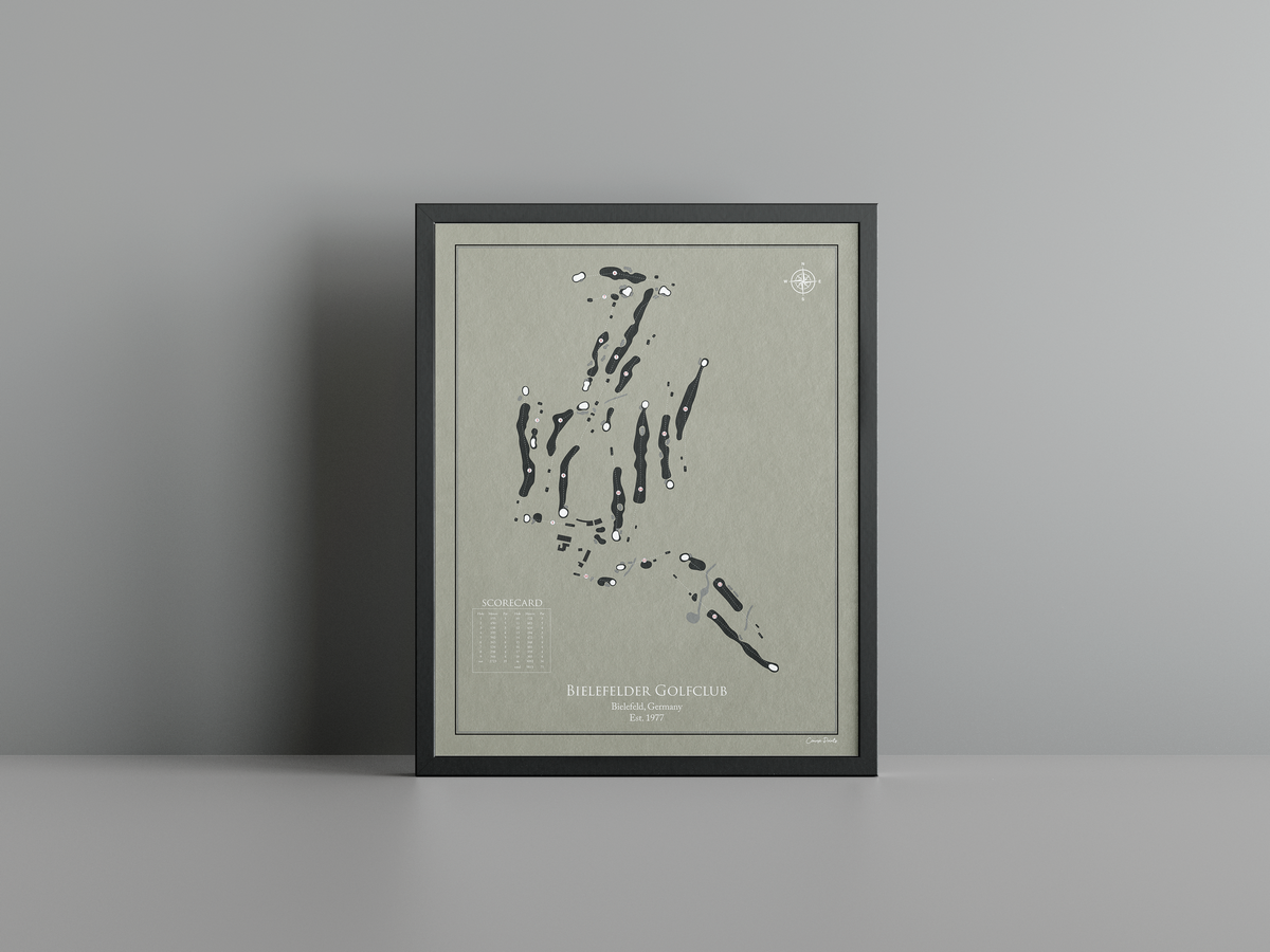 Bielefelder Golfclub golf course print, brown frame