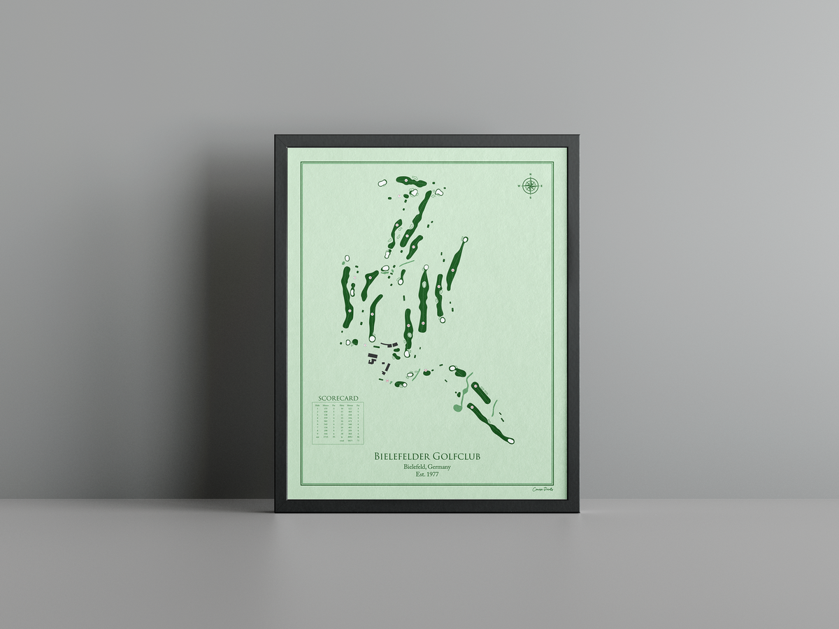 Bielefelder Golfclub golf course print, green frame