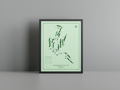 Bielefelder Golfclub golf course print, green frame