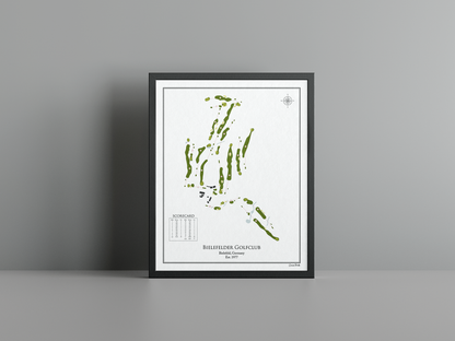 Bielefelder Golfclub golf course print, white frame