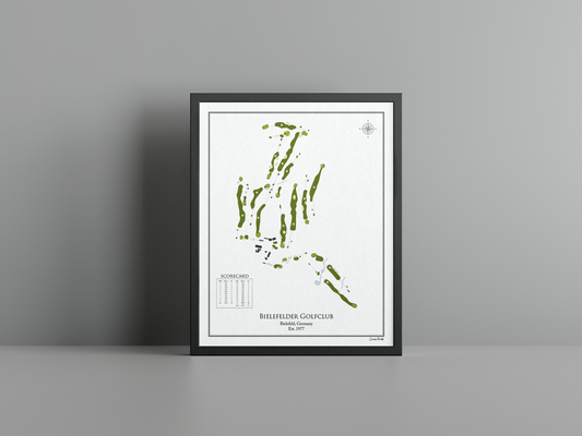 Bielefelder Golfclub golf course print, white frame