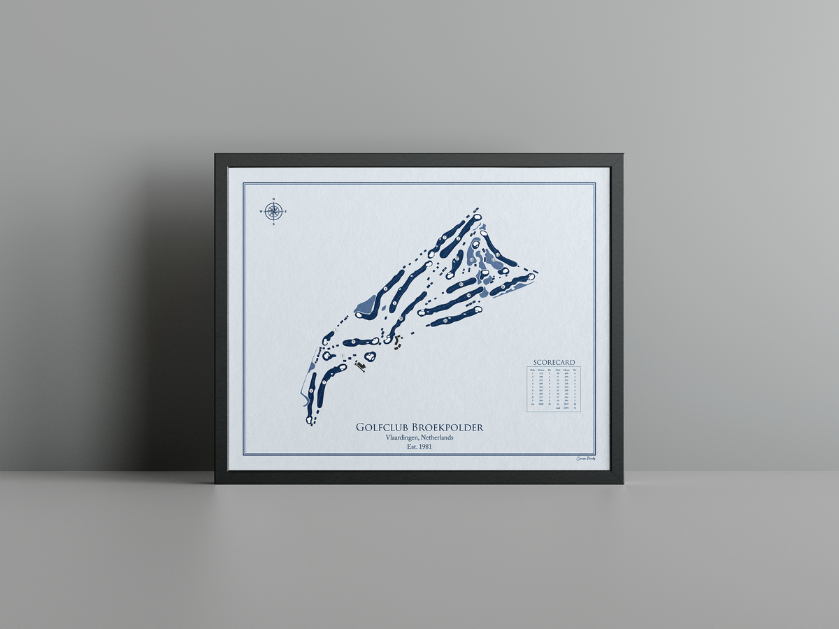 Broekpolder Golf Club golf course print, blue frame