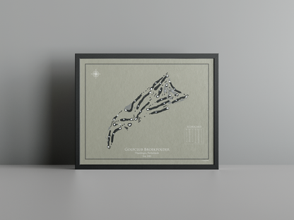 Broekpolder Golf Club golf course print, brown frame