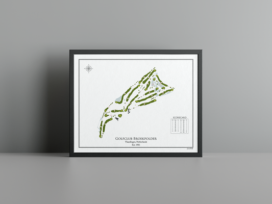 Broekpolder Golf Club golf course print, white frame