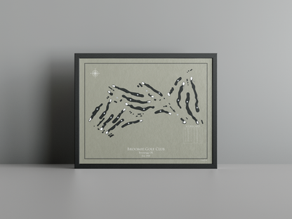 Broomie Golf Club golf course print, brown frame