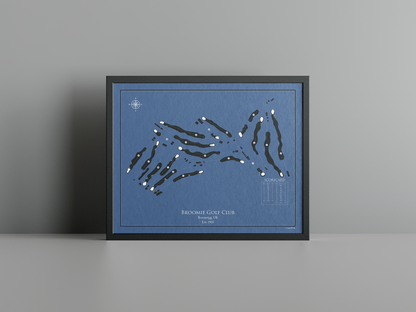 Broomie Golf Club golf course print, navy frame