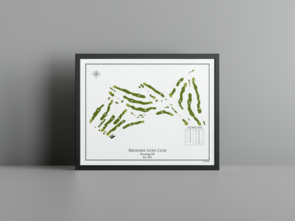 Broomie Golf Club golf course print, white frame