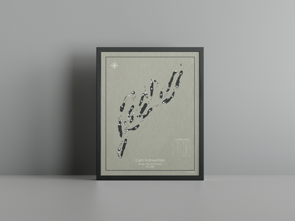 Cape Kidnappers golf course print, brown frame